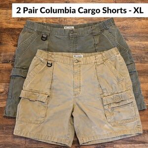 Columbia Men's Cargo Shorts - Olive and Khaki Size XL Outdoors Hiking Bundle